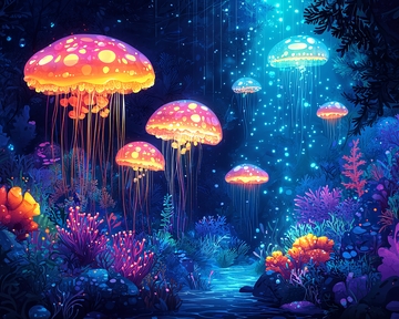 梦幻发光蘑菇森林