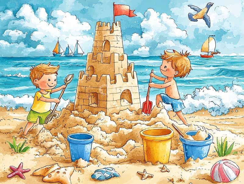 高清大图下载【趣麦麦图】沙滩城堡