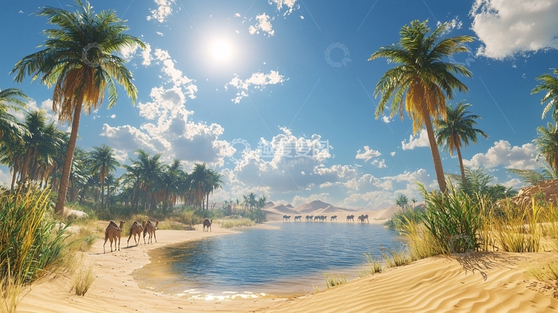 高清大图下载【趣麦麦图】沙漠绿洲