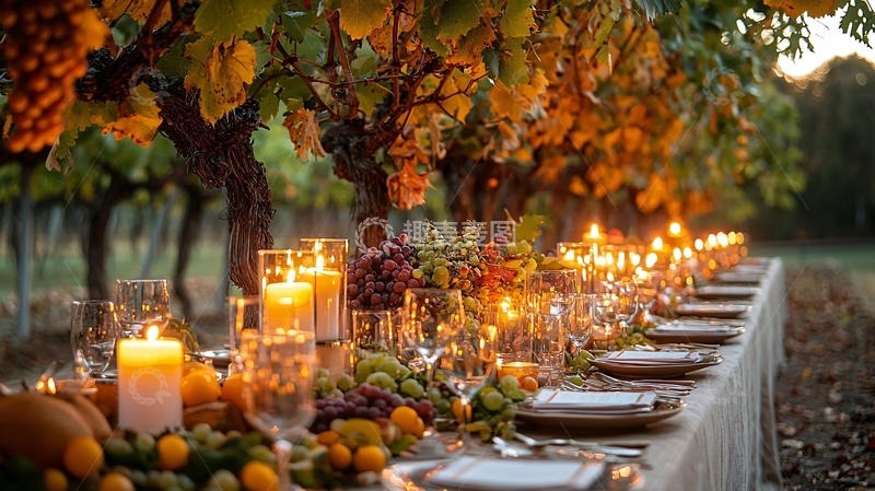 高清大图下载【趣麦麦图】葡萄园烛光晚餐