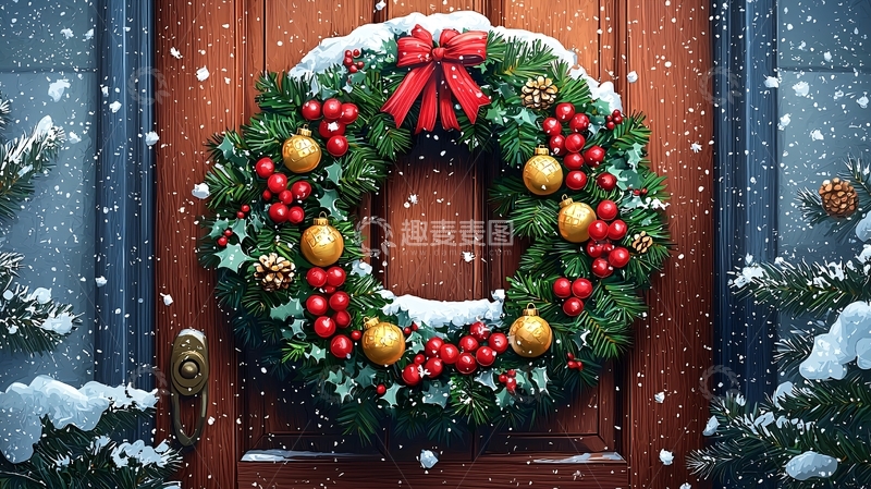 高清大图下载【趣麦麦图】圣诞节门环