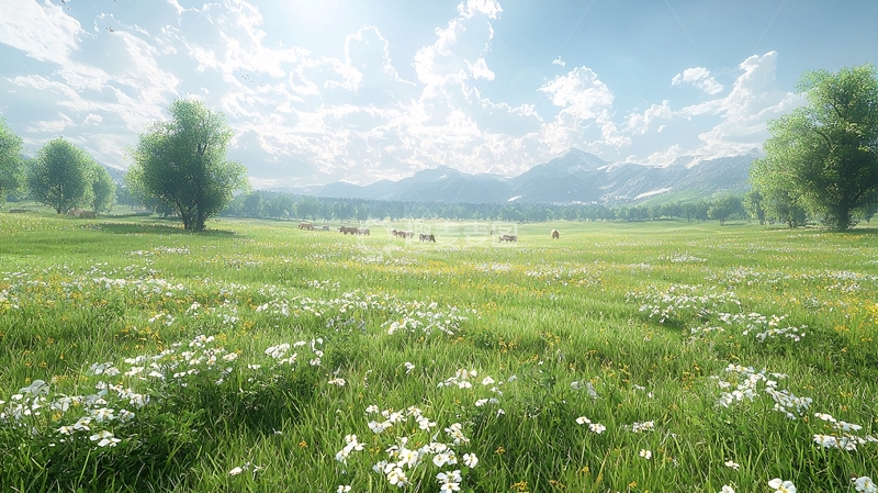 高清大图下载【趣麦麦图】阳光明媚的田园风光