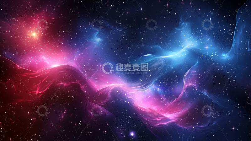 高清大图下载【趣麦麦图】红蓝星云宇宙空间背景
