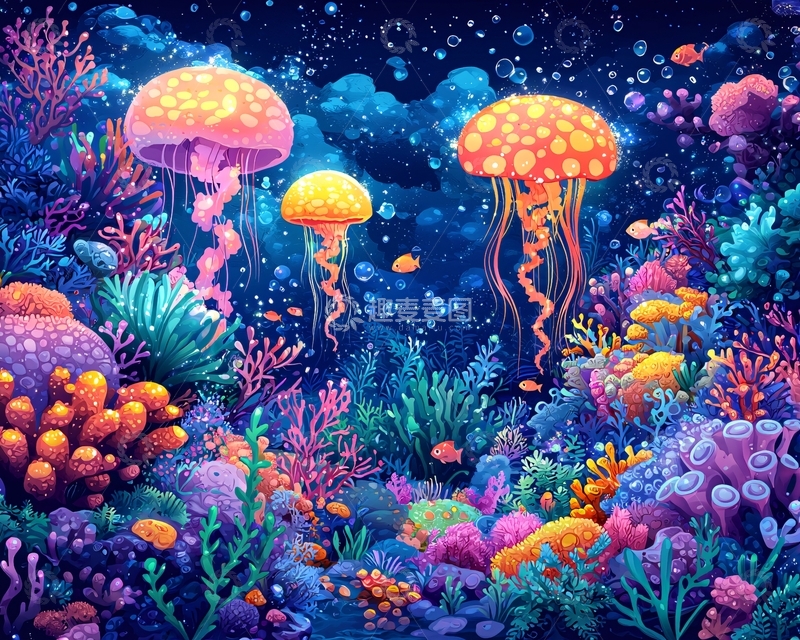 高清大图下载【趣麦麦图】梦幻海底珊瑚礁