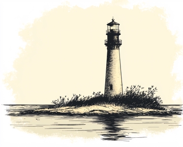 手绘灯塔