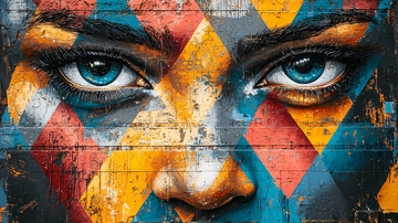 彩色几何脸部特写