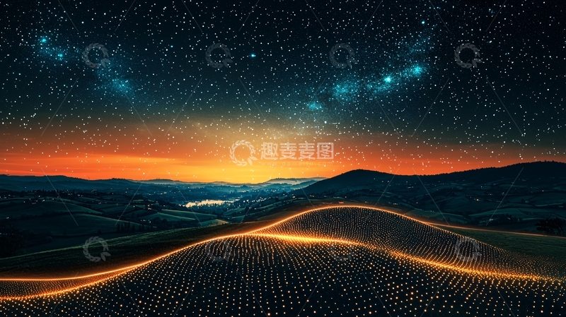 高清大图下载【趣麦麦图】星空下的蜿蜒山路