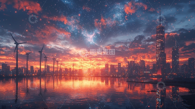 高清大图下载【趣麦麦图】未来都市日落