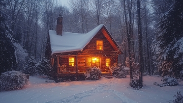 雪夜森林小屋