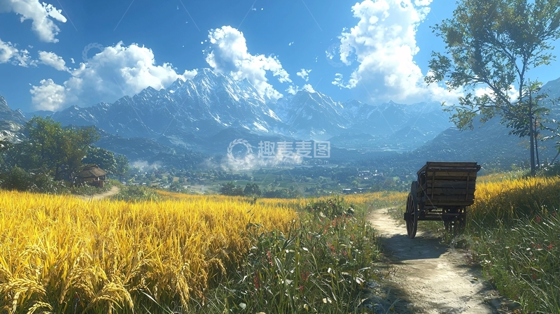 高清大图下载【趣麦麦图】喜马拉雅山脉田园风光