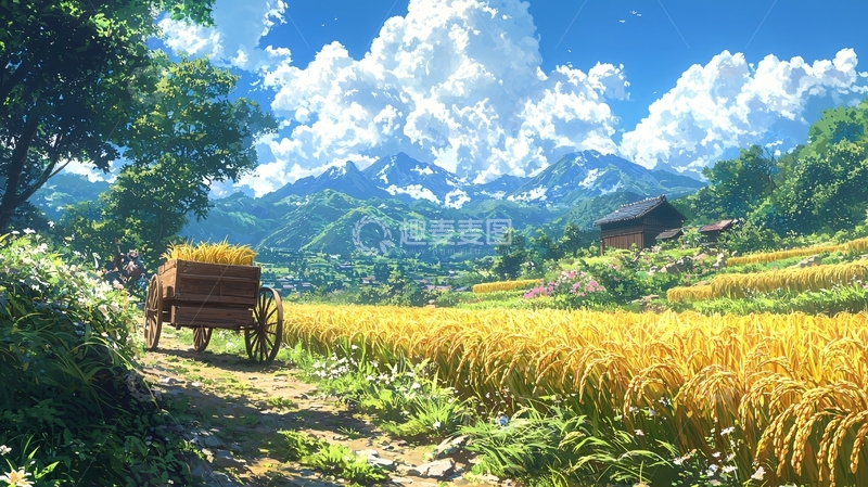 高清大图下载【趣麦麦图】田园风光动漫场景