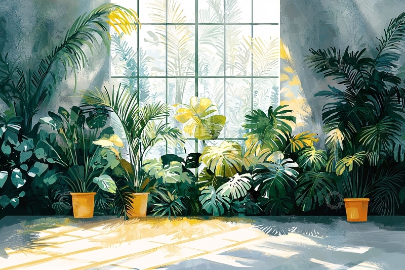 高清大图下载【趣麦麦图】阳光透过窗洒在绿植上