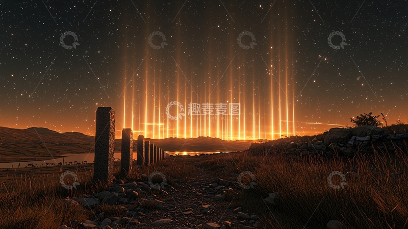 高清大图下载【趣麦麦图】夜空光柱