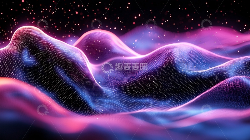 高清大图下载【趣麦麦图】梦幻紫蓝光波山峦