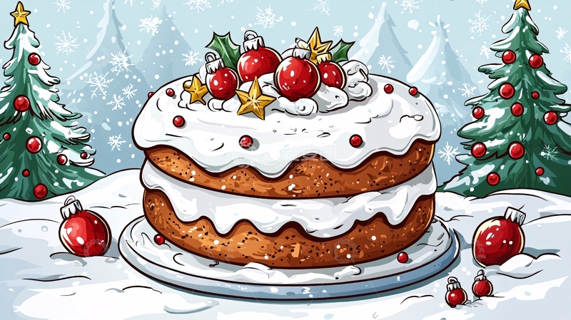 高清大图下载【趣麦麦图】圣诞节双层奶油蛋糕