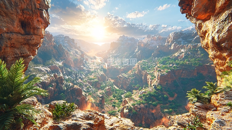 高清大图下载【趣麦麦图】山谷日落美景