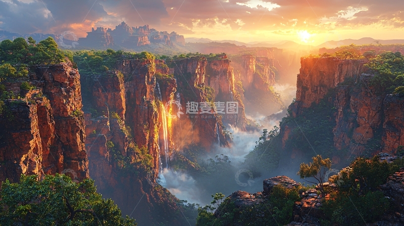 高清大图下载【趣麦麦图】日落峡谷壮丽景色