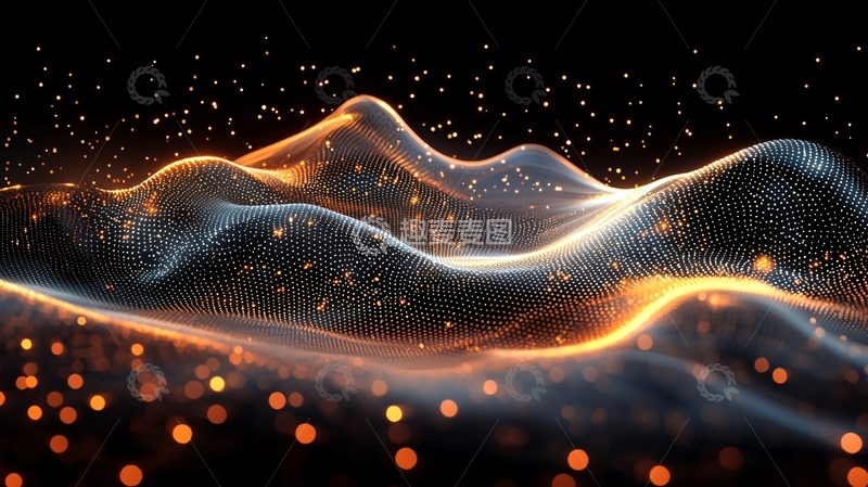 高清大图下载【趣麦麦图】流动的光影粒子山峦