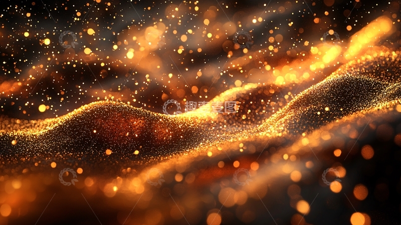 高清大图下载【趣麦麦图】金色粒子波浪