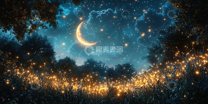 高清大图下载【趣麦麦图】梦幻森林月夜