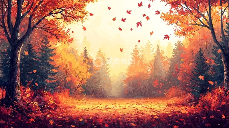 高清大图下载【趣麦麦图】秋日森林落叶