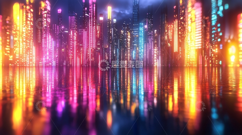 高清大图下载【趣麦麦图】霓虹灯城市夜景