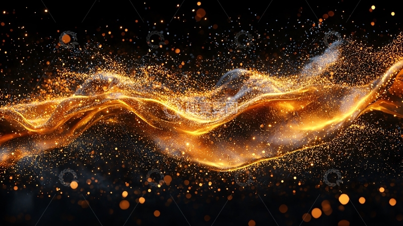 高清大图下载【趣麦麦图】金色粒子流体