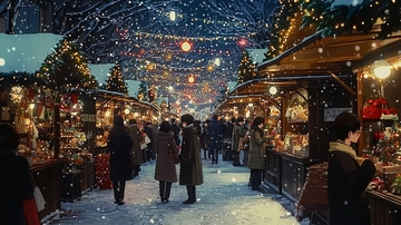 下雪的圣诞集市