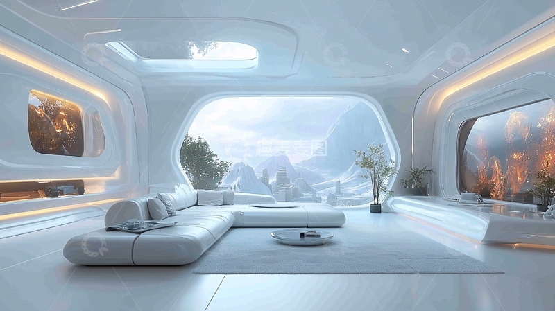 高清大图下载【趣麦麦图】未来科技感客厅