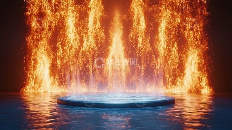高清大图下载【趣麦麦图】火焰环绕的水晶平台