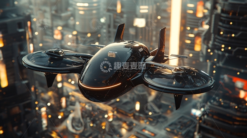 高清大图下载【趣麦麦图】未来城市无人机快递