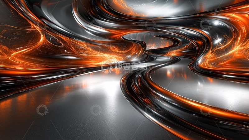 高清大图下载【趣麦麦图】流体金属抽象艺术
