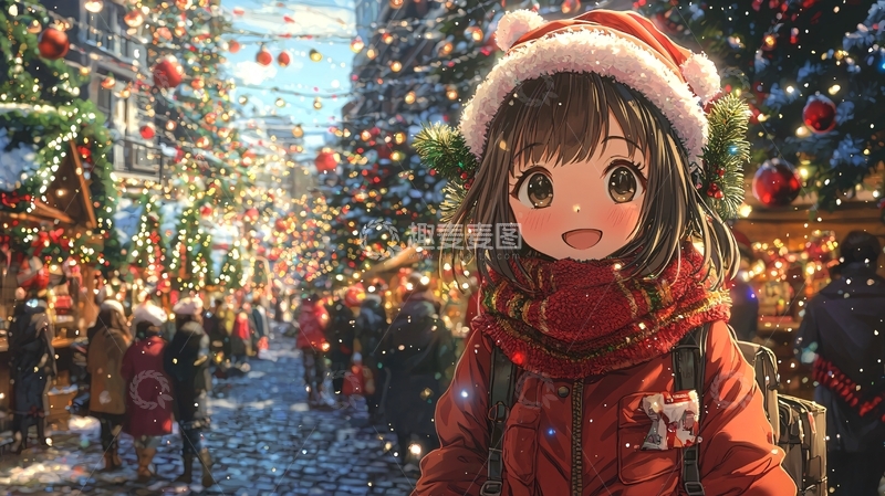 高清大图下载【趣麦麦图】圣诞节女孩