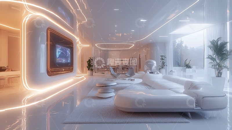 高清大图下载【趣麦麦图】未来科技感客厅