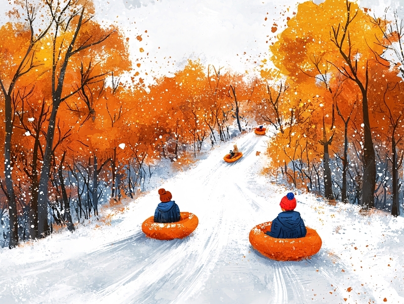 高清大图下载【趣麦麦图】雪地里玩雪圈