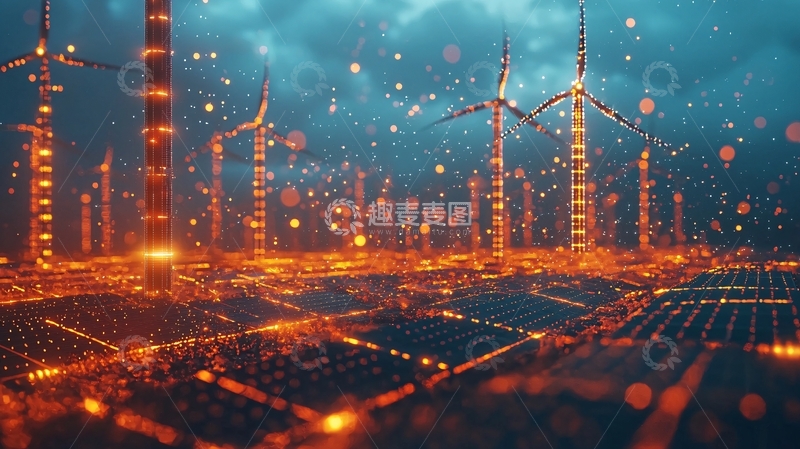 高清大图下载【趣麦麦图】未来能源风力发电站