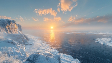 极地冰川日出