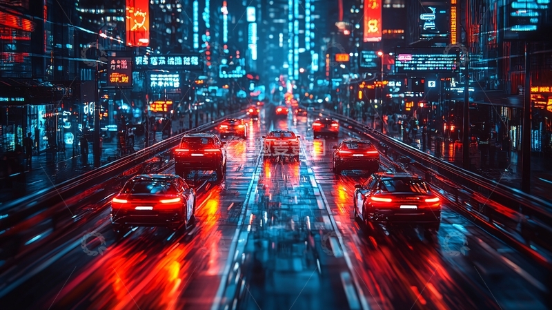 高清大图下载【趣麦麦图】赛博朋克城市夜景