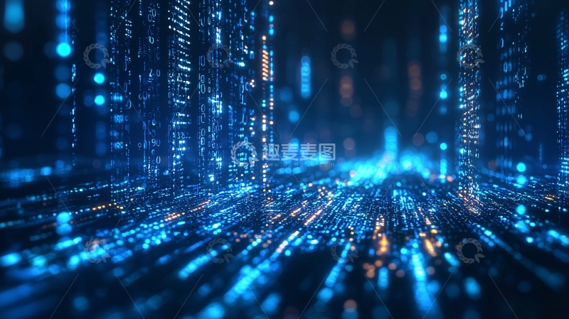 高清大图下载【趣麦麦图】蓝色数字代码城市