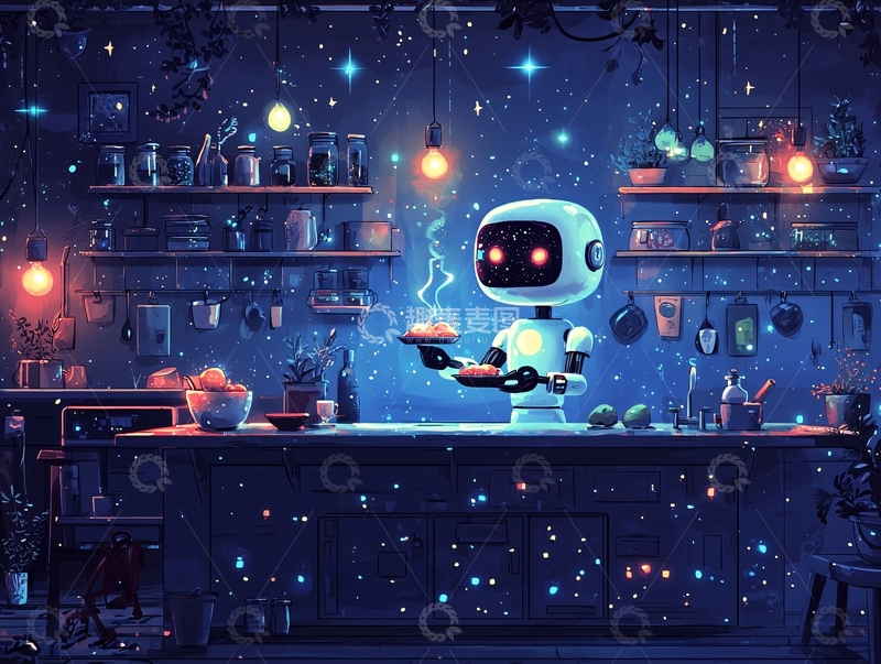 高清大图下载【趣麦麦图】机器人厨师