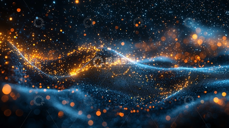 高清大图下载【趣麦麦图】深蓝星光粒子波浪