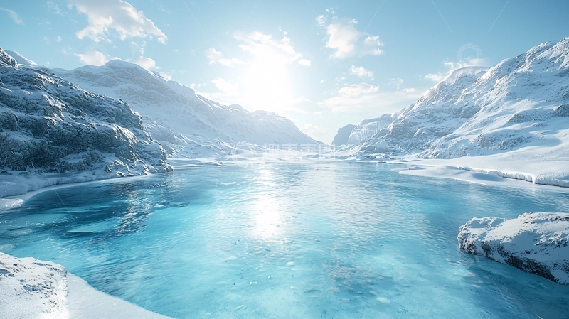 高清大图下载【趣麦麦图】冰川湖泊雪山日出