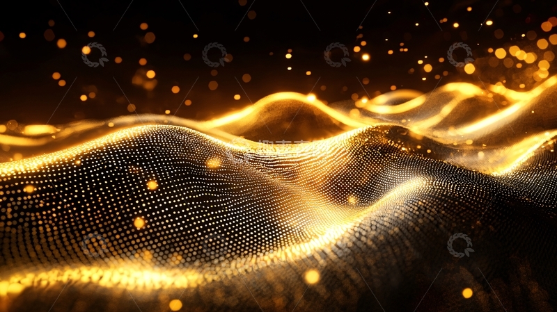 高清大图下载【趣麦麦图】金色粒子波浪