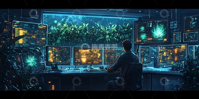 高清大图下载【趣麦麦图】未来科技监控室