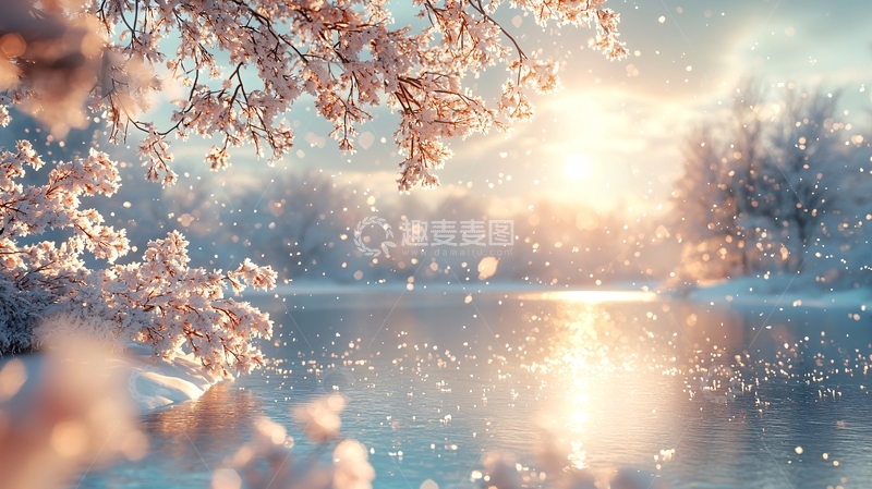 高清大图下载【趣麦麦图】冬日雪景清晨阳光