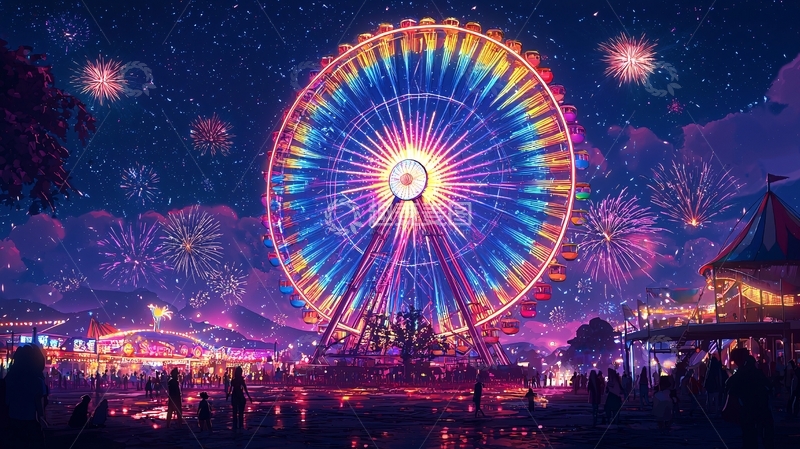 高清大图下载【趣麦麦图】梦幻星空摩天轮