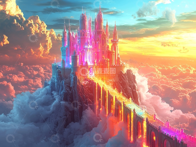 高清大图下载【趣麦麦图】云端彩虹城堡