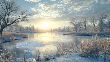 冬日雪景清晨阳光