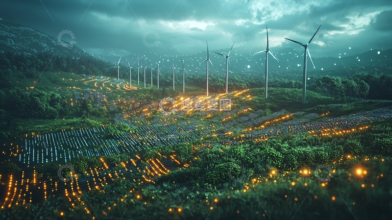 高清大图下载【趣麦麦图】绿色环保风力发电