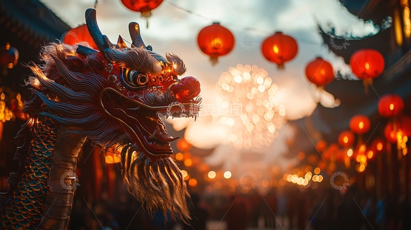 高清大图下载【趣麦麦图】龙年春节灯笼